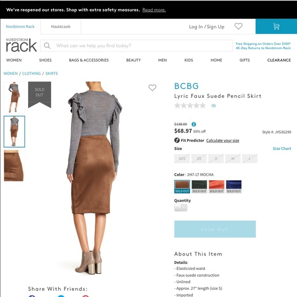 BCBG Faux Suede Stretch Pencil Skirt - Size XS - Picture 4 of 4